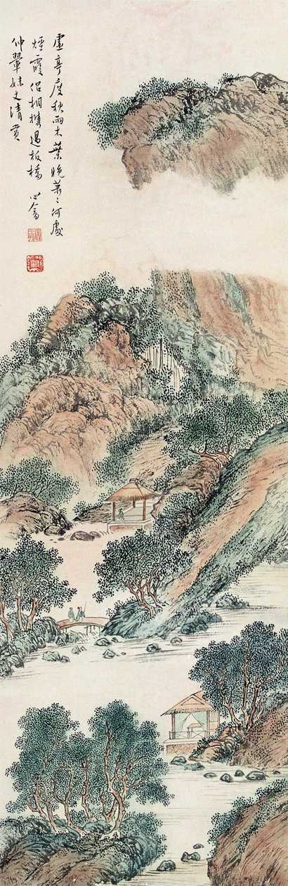 溥心畬 溪山访友图 镜心